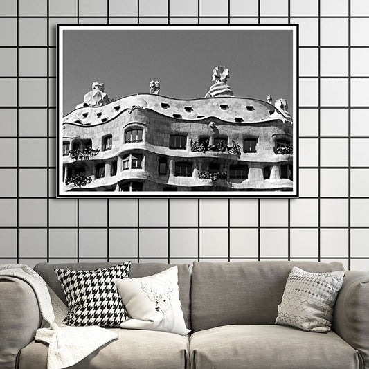 Grey Building Canvas Prints Classic Home Decor Wall Art for Sitting Room, Multiple Sizes Grey Clearhalo 'Art Gallery' 'Canvas Art' 'Kids' Arts' 1659278