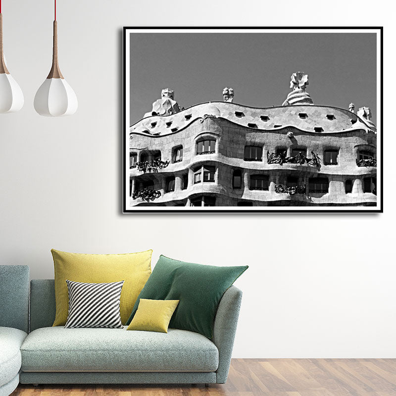 Grey Building Canvas Prints Classic Home Decor Wall Art for Sitting Room, Multiple Sizes Clearhalo 'Art Gallery' 'Canvas Art' 'Kids' Arts' 1659279