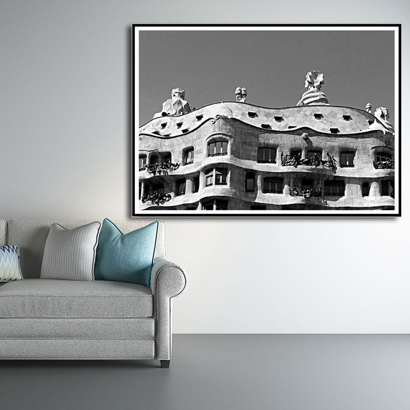 Grey Building Canvas Prints Classic Home Decor Wall Art for Sitting Room, Multiple Sizes Clearhalo 'Art Gallery' 'Canvas Art' 'Kids' Arts' 1659280
