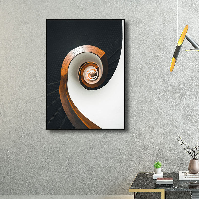Decorative Swirling Stair Painting Contemporary Canvas Wall Art Print in Light Color Black Clearhalo 'Art Gallery' 'Canvas Art' 'Contemporary Art Gallery' 'Modern' Arts' 1659285