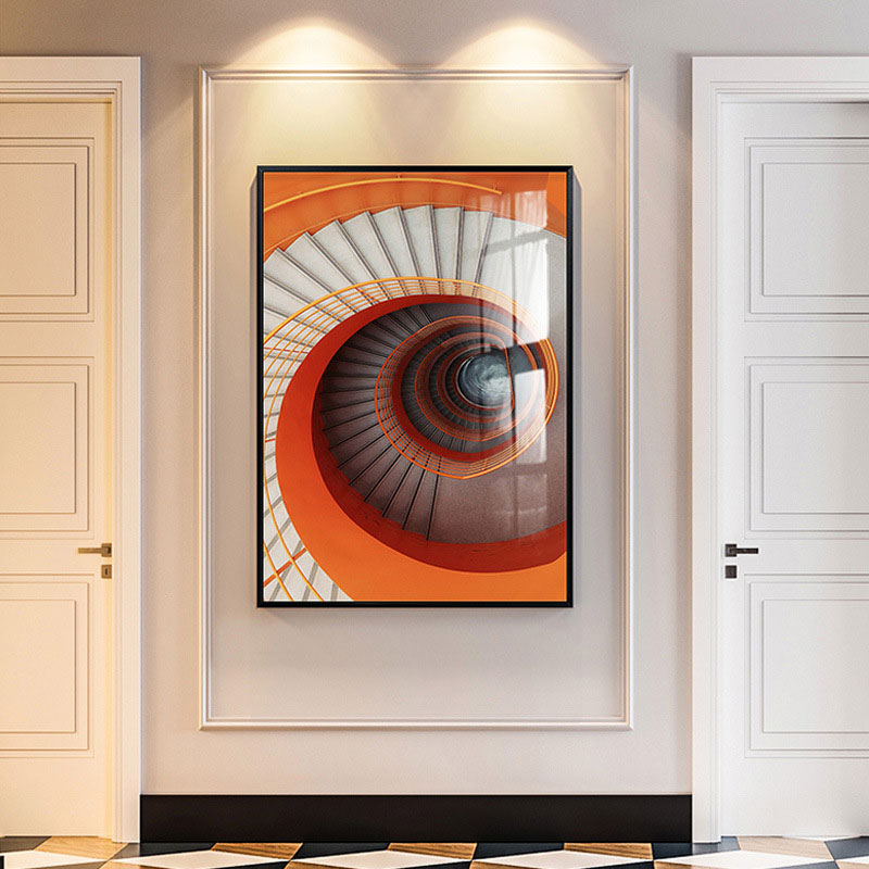Decorative Swirling Stair Painting Contemporary Canvas Wall Art Print in Light Color Orange Clearhalo 'Art Gallery' 'Canvas Art' 'Contemporary Art Gallery' 'Modern' Arts' 1659292
