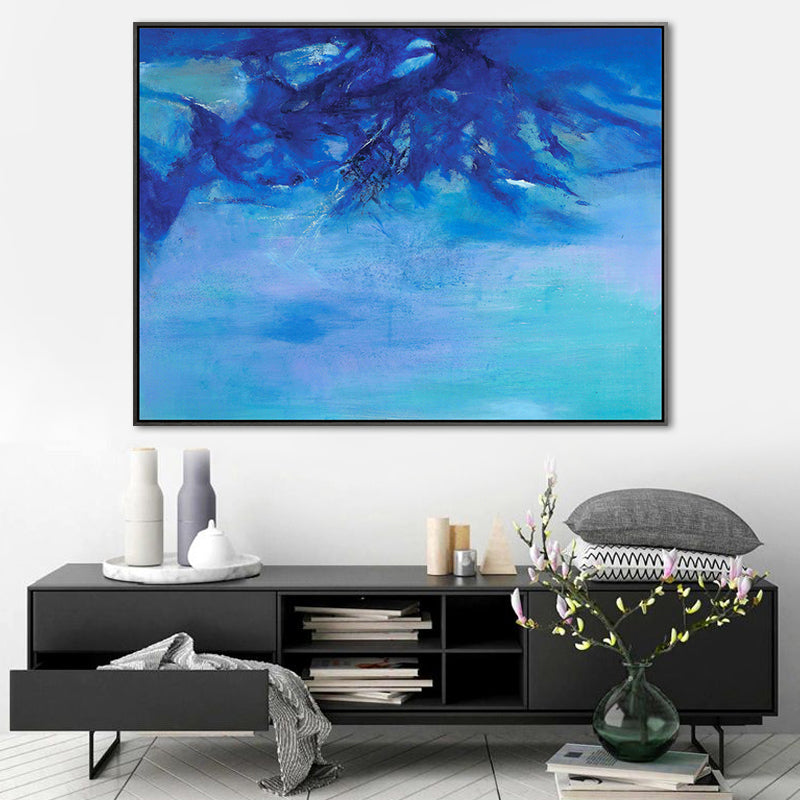 Mountain Wall Decor Contemporary Style Textured Living Room Canvas, Multiple Sizes Blue Clearhalo 'Art Gallery' 'Canvas Art' 'Contemporary Art Gallery' 'Modern' Arts' 1659303