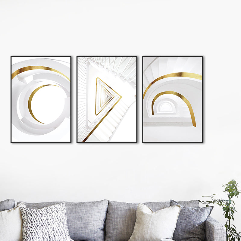 Large Building Inside Decorative Canvas Minimalist for Great Room Wall Art Print in White Clearhalo 'Art Gallery' 'Canvas Art' 'Contemporary Art Gallery' 'Modern' Arts' 1659311
