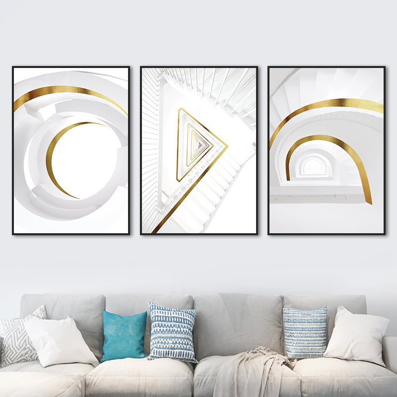 Large Building Inside Decorative Canvas Minimalist for Great Room Wall Art Print in White Clearhalo 'Art Gallery' 'Canvas Art' 'Contemporary Art Gallery' 'Modern' Arts' 1659312