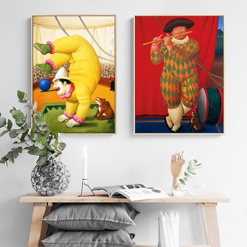 Contemporary Man and Dog Canvas Light Color Dining Room Painting, Multiple Sizes Orange Clearhalo 'Art Gallery' 'Canvas Art' 'Contemporary Art Gallery' 'Modern' Arts' 1659356