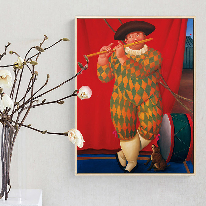 Contemporary Man and Dog Canvas Light Color Dining Room Painting, Multiple Sizes Clearhalo 'Art Gallery' 'Canvas Art' 'Contemporary Art Gallery' 'Modern' Arts' 1659357