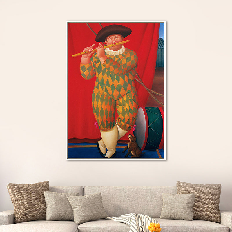 Contemporary Man and Dog Canvas Light Color Dining Room Painting, Multiple Sizes Clearhalo 'Art Gallery' 'Canvas Art' 'Contemporary Art Gallery' 'Modern' Arts' 1659358