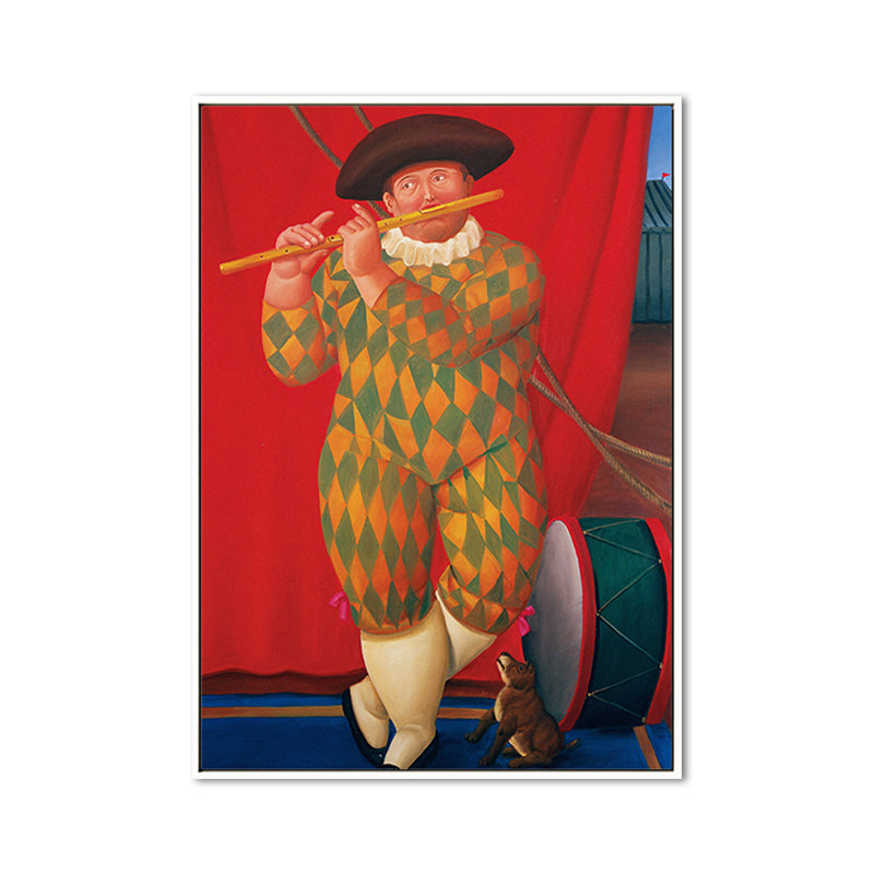 Contemporary Man and Dog Canvas Light Color Dining Room Painting, Multiple Sizes Clearhalo 'Art Gallery' 'Canvas Art' 'Contemporary Art Gallery' 'Modern' Arts' 1659359