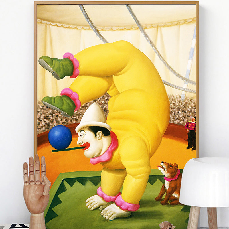 Contemporary Man and Dog Canvas Light Color Dining Room Painting, Multiple Sizes Yellow Clearhalo 'Art Gallery' 'Canvas Art' 'Contemporary Art Gallery' 'Modern' Arts' 1659363