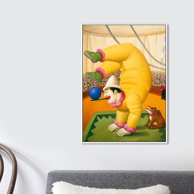 Contemporary Man and Dog Canvas Light Color Dining Room Painting, Multiple Sizes Clearhalo 'Art Gallery' 'Canvas Art' 'Contemporary Art Gallery' 'Modern' Arts' 1659364