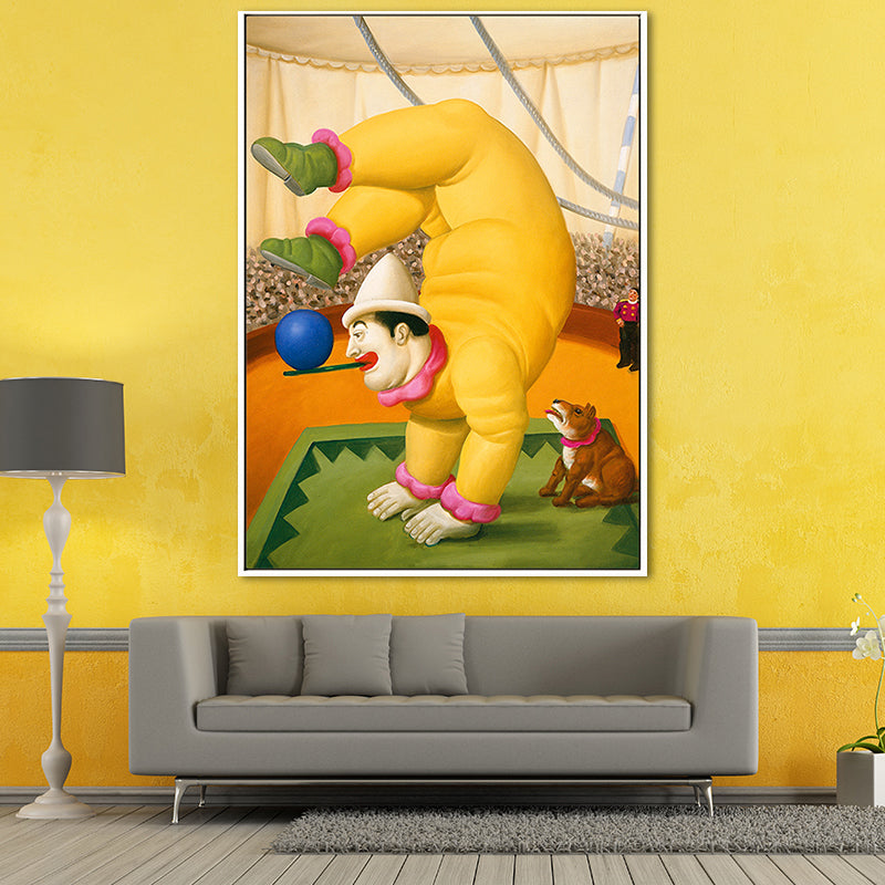 Contemporary Man and Dog Canvas Light Color Dining Room Painting, Multiple Sizes Clearhalo 'Art Gallery' 'Canvas Art' 'Contemporary Art Gallery' 'Modern' Arts' 1659365