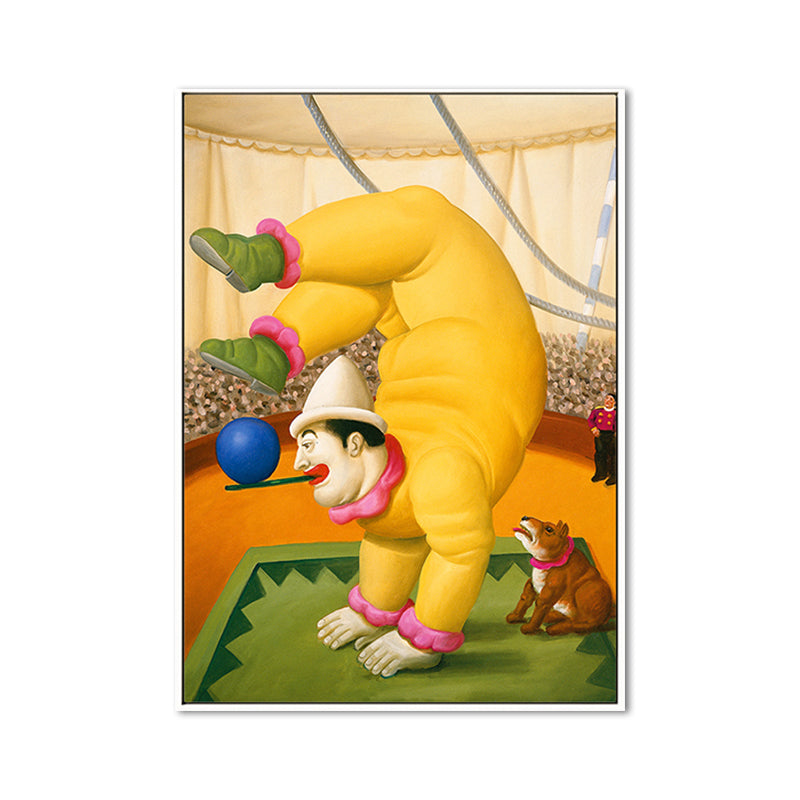 Contemporary Man and Dog Canvas Light Color Dining Room Painting, Multiple Sizes Clearhalo 'Art Gallery' 'Canvas Art' 'Contemporary Art Gallery' 'Modern' Arts' 1659366