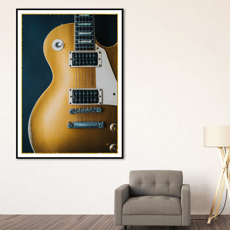 Music Guitar Art Print Minimalism Textured Wrapped Canvas in Yellow for Living Room Clearhalo 'Art Gallery' 'Canvas Art' 'Contemporary Art Gallery' 'Modern' Arts' 1659383