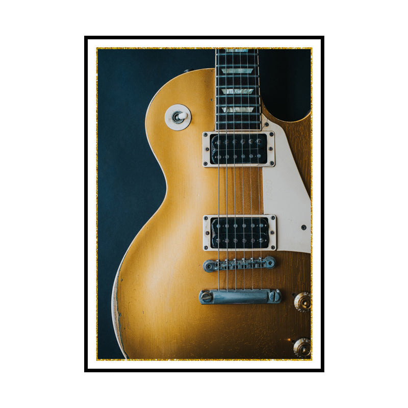 Music Guitar Art Print Minimalism Textured Wrapped Canvas in Yellow for Living Room Clearhalo 'Art Gallery' 'Canvas Art' 'Contemporary Art Gallery' 'Modern' Arts' 1659384