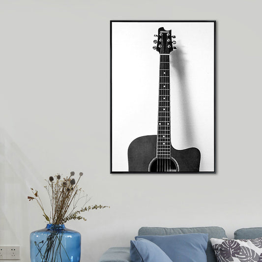 Minimalist Guitar Paintings Grey Decorative Canvas Wall Art for Bedroom, Multiple Sizes Grey Clearhalo 'Art Gallery' 'Canvas Art' 'Contemporary Art Gallery' 'Modern' Arts' 1659395