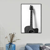 Minimalist Guitar Paintings Grey Decorative Canvas Wall Art for Bedroom, Multiple Sizes Grey Clearhalo 'Art Gallery' 'Canvas Art' 'Contemporary Art Gallery' 'Modern' Arts' 1659395