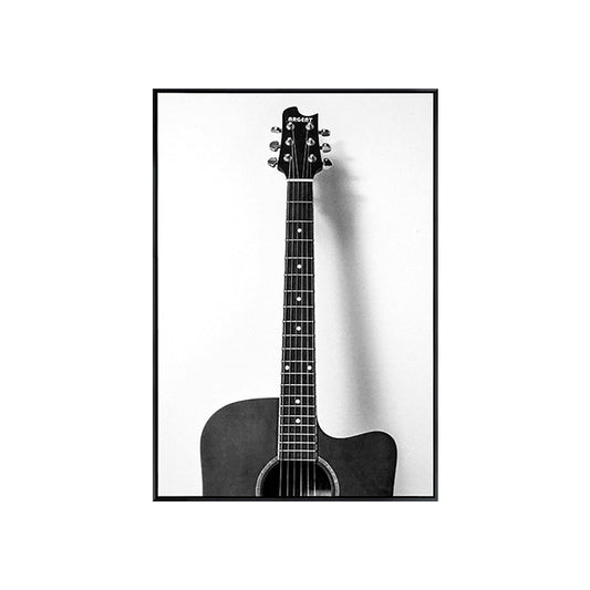 Minimalist Guitar Paintings Grey Decorative Canvas Wall Art for Bedroom, Multiple Sizes Clearhalo 'Art Gallery' 'Canvas Art' 'Contemporary Art Gallery' 'Modern' Arts' 1659398