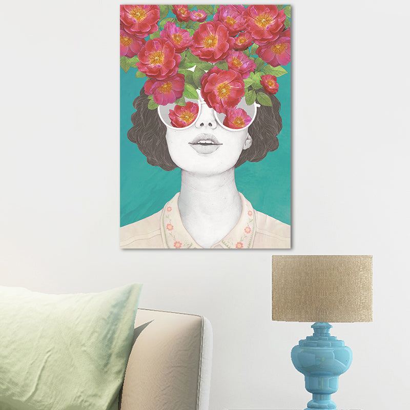 Pastel Color Young Women Canvas Glam Style Textured Wall Art Decor for Girls Room Clearhalo 'Arts' 'Canvas Art' 1659404