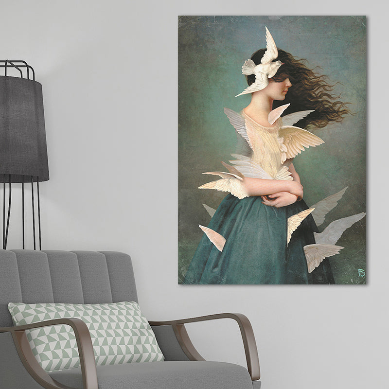 Pastel Color Young Women Canvas Glam Style Textured Wall Art Decor for Girls Room White Clearhalo 'Arts' 'Canvas Art' 1659409