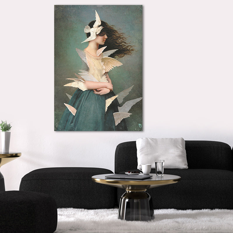 Pastel Color Young Women Canvas Glam Style Textured Wall Art Decor for Girls Room Clearhalo 'Arts' 'Canvas Art' 1659410