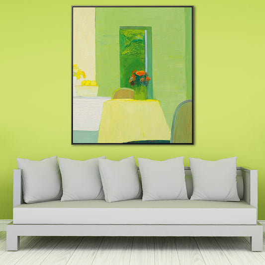 Green Flower Pot Painting Textured Wall Art Decor for Living Room, Multiple Sizes Clearhalo 'Art Gallery' 'Canvas Art' 'Contemporary Art Gallery' 'Modern' Arts' 1659414