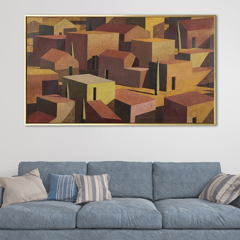 Small Bungalow Wall Decor Brown Canvas Painting Textured, Multiple Sizes Options Clearhalo 'Art Gallery' 'Canvas Art' 'Contemporary Art Gallery' 'Modern' Arts' 1659447