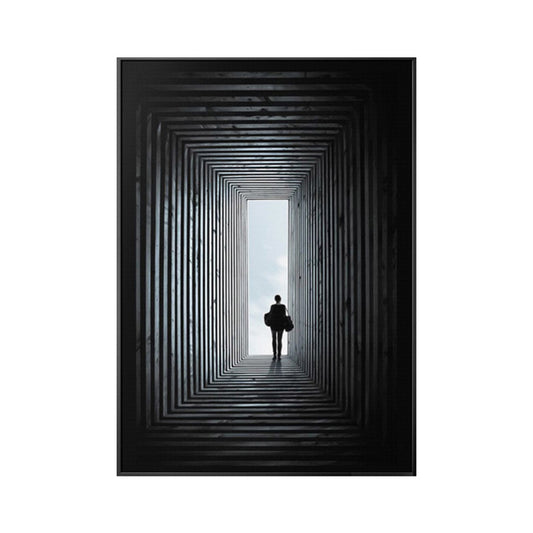 Decorative Person in Corridor Wall Decor Classic Canvas Art Print in Black, Multiple Sizes Clearhalo 'Art Gallery' 'Canvas Art' 'Traditional' Arts' 1659452