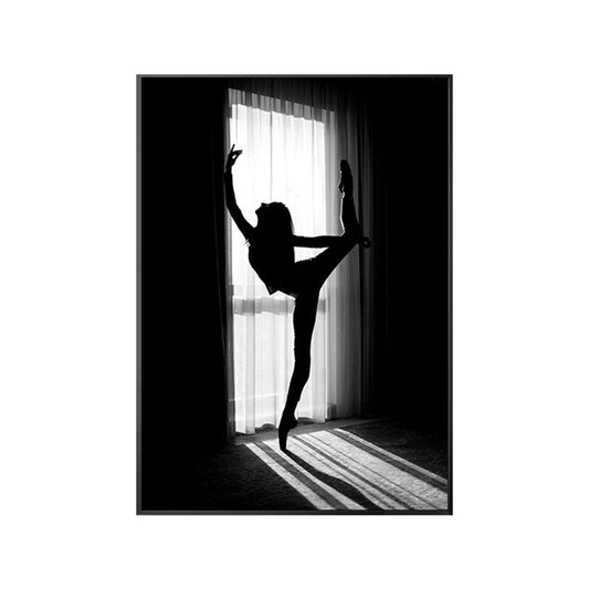Dancing Girl Wrapped Canvas for Study Room Wall Art Decor in Black, Multiple Size Available Clearhalo 'Art Gallery' 'Canvas Art' 'Contemporary Art Gallery' 'Modern' Arts' 1659459