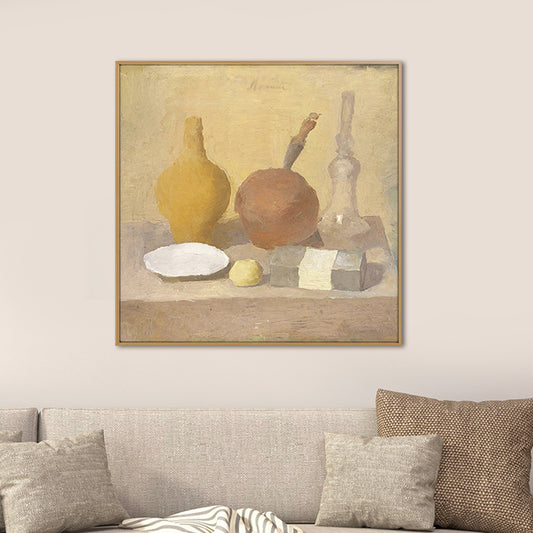 Traditional Style Painting Brown Desk and Tableware Wall Art Print, Multiple Sizes Clearhalo 'Art Gallery' 'Canvas Art' 'Traditional' Arts' 1659465