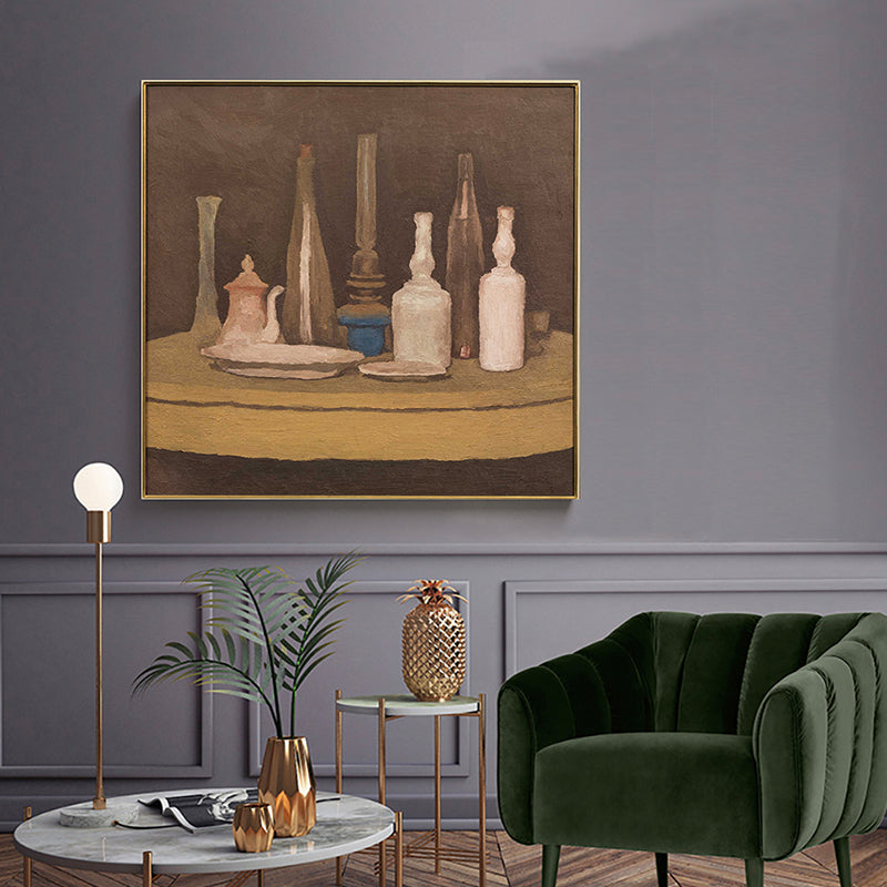 Traditional Style Painting Brown Desk and Tableware Wall Art Print, Multiple Sizes Clearhalo 'Art Gallery' 'Canvas Art' 'Traditional' Arts' 1659471