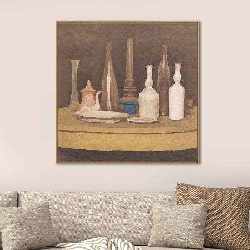 Traditional Style Painting Brown Desk and Tableware Wall Art Print, Multiple Sizes Clearhalo 'Art Gallery' 'Canvas Art' 'Traditional' Arts' 1659472