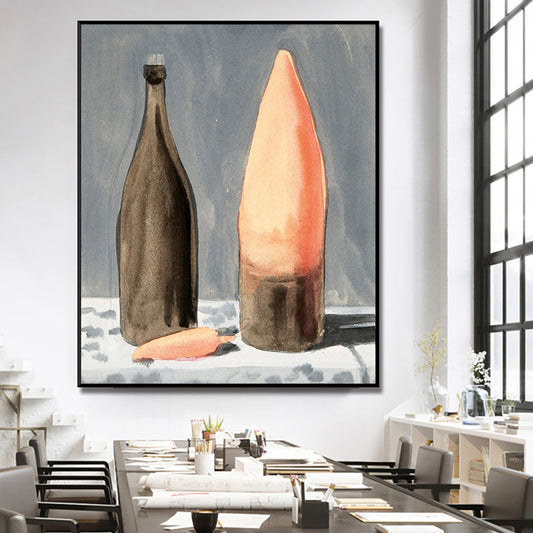 Traditional Style Wine Bottle Canvas Brown Dinner Table Oil Painting Wall Art Print Brown Clearhalo 'Art Gallery' 'Canvas Art' 'Traditional' Arts' 1659524