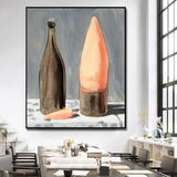 Traditional Style Wine Bottle Canvas Brown Dinner Table Oil Painting Wall Art Print Brown Clearhalo 'Art Gallery' 'Canvas Art' 'Traditional' Arts' 1659524