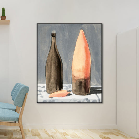 Traditional Style Wine Bottle Canvas Brown Dinner Table Oil Painting Wall Art Print Clearhalo 'Art Gallery' 'Canvas Art' 'Traditional' Arts' 1659526