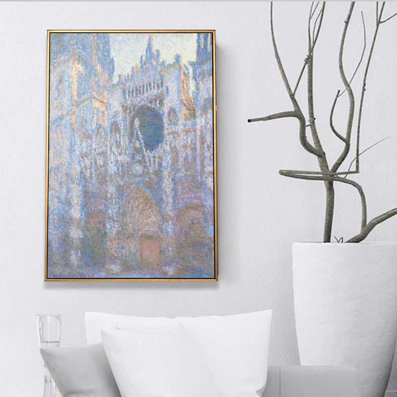 Monet Rouen Cathedral Wall Art Traditional Textured Canvas Print in Pastel Color - Clearhalo - 'Arts' - 'Canvas Art' - 1659576