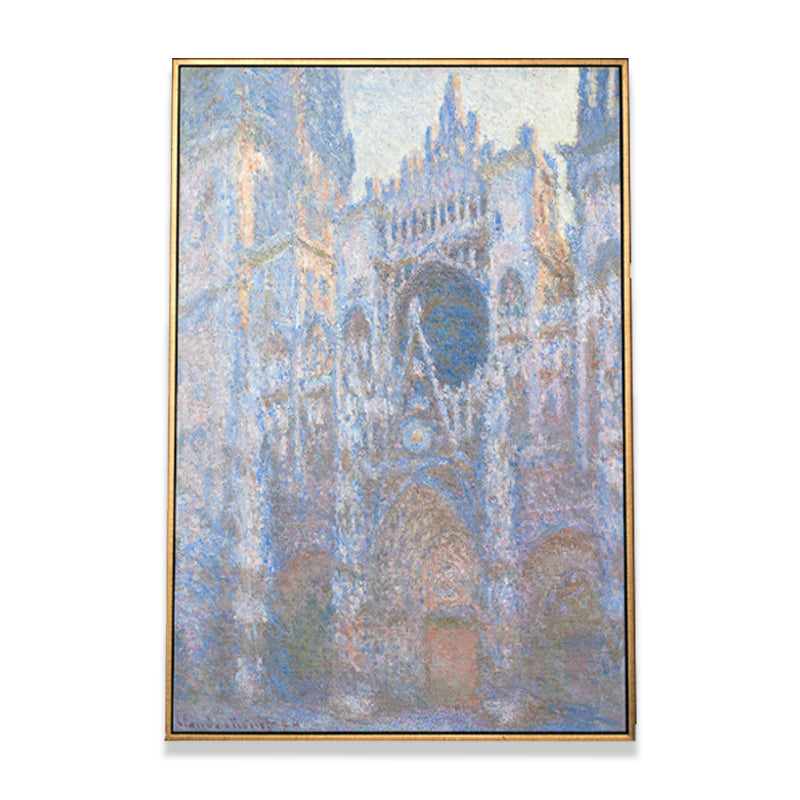 Monet Rouen Cathedral Wall Art Traditional Textured Canvas Print in Pastel Color - Clearhalo - 'Arts' - 'Canvas Art' - 1659578