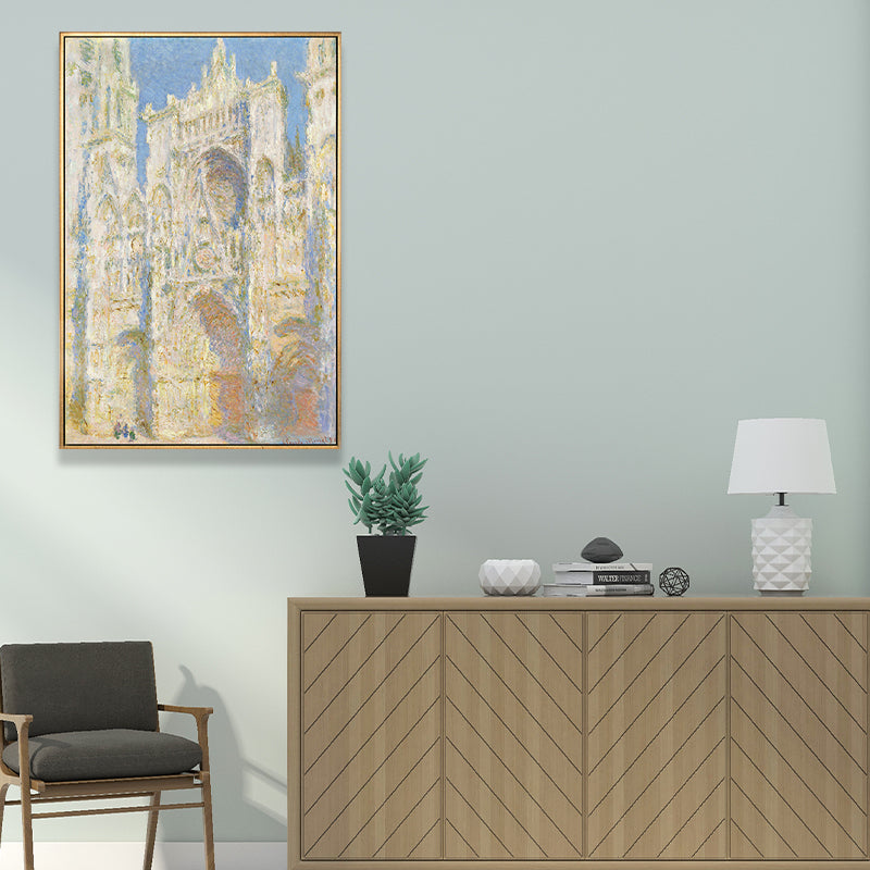 Monet Rouen Cathedral Wall Art Traditional Textured Canvas Print in Pastel Color Clearhalo 'Arts' 'Canvas Art' 1659583