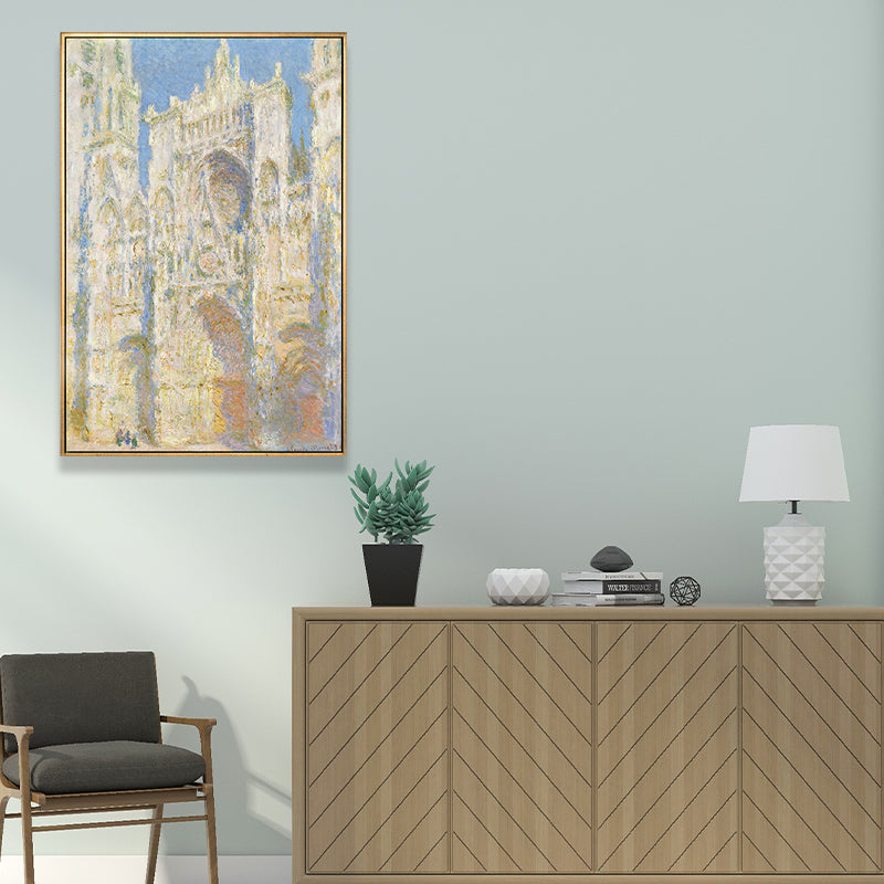 Monet Rouen Cathedral Wall Art Traditional Textured Canvas Print in Pastel Color - Clearhalo - 'Arts' - 'Canvas Art' - 1659583