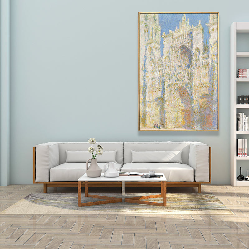 Monet Rouen Cathedral Wall Art Traditional Textured Canvas Print in Pastel Color - Clearhalo - 'Arts' - 'Canvas Art' - 1659584
