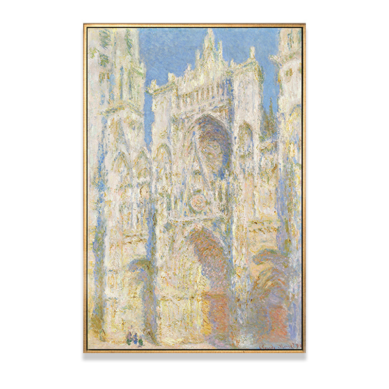 Monet Rouen Cathedral Wall Art Traditional Textured Canvas Print in Pastel Color - Clearhalo - 'Arts' - 'Canvas Art' - 1659585