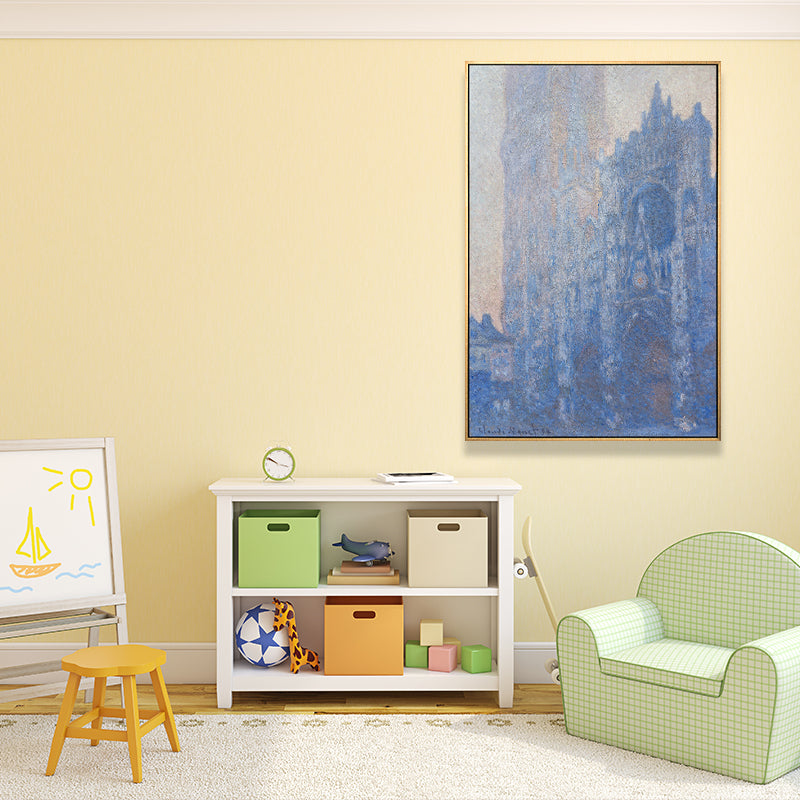 Monet Rouen Cathedral Wall Art Traditional Textured Canvas Print in Pastel Color Clearhalo 'Arts' 'Canvas Art' 1659587