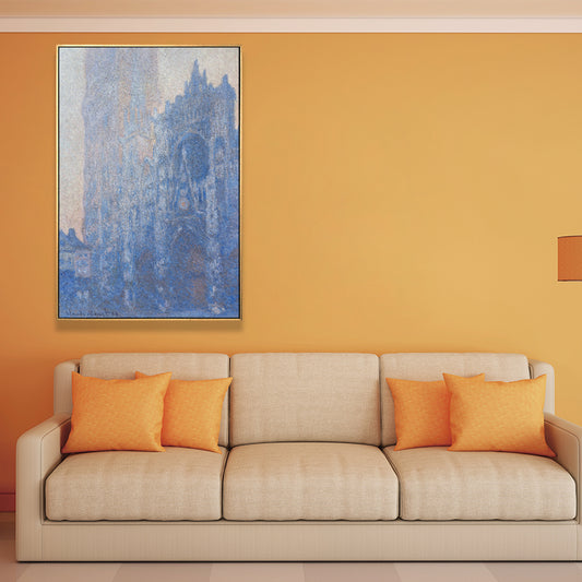 Monet Rouen Cathedral Wall Art Traditional Textured Canvas Print in Pastel Color Clearhalo 'Arts' 'Canvas Art' 1659588