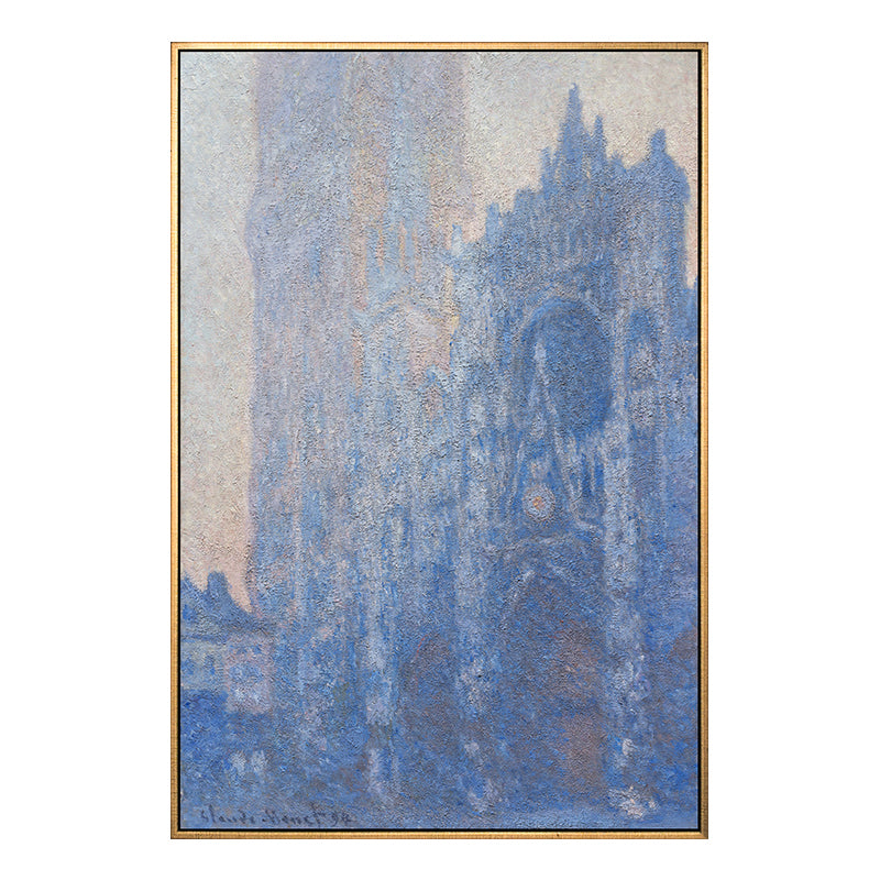 Monet Rouen Cathedral Wall Art Traditional Textured Canvas Print in Pastel Color - Clearhalo - 'Arts' - 'Canvas Art' - 1659589