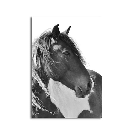 Photographs Horse Canvas Wall Art for Living Room, Black and White, Textured Surface Clearhalo 'Art Gallery' 'Canvas Art' 'Contemporary Art Gallery' 'Modern' Arts' 1659612
