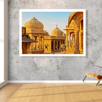 Architecture Dome Houses Canvas Art Global Inspired Textured Wall Decoration in Yellow Yellow Clearhalo 'Arts' 'Canvas Art' 1659616