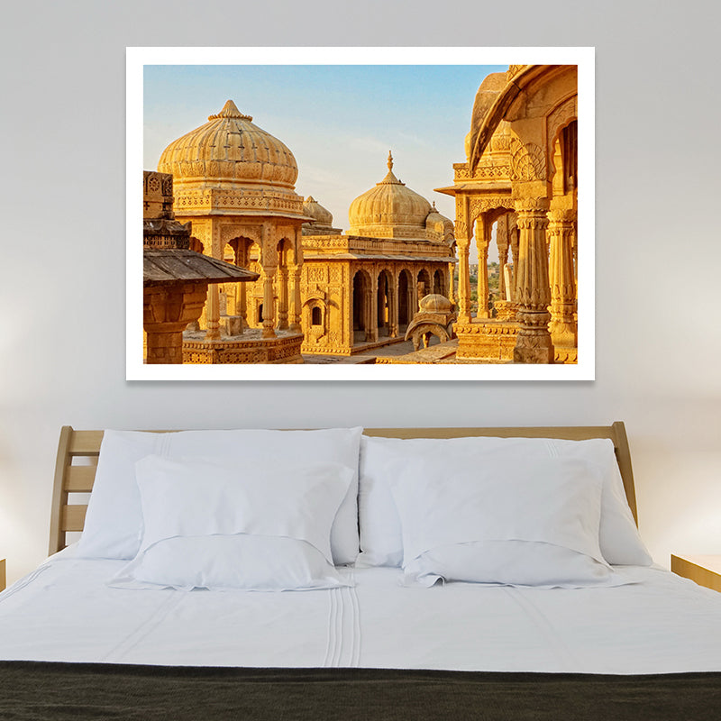 Architecture Dome Houses Canvas Art Global Inspired Textured Wall Decoration in Yellow - Clearhalo - 'Arts' - 'Canvas Art' - 1659618