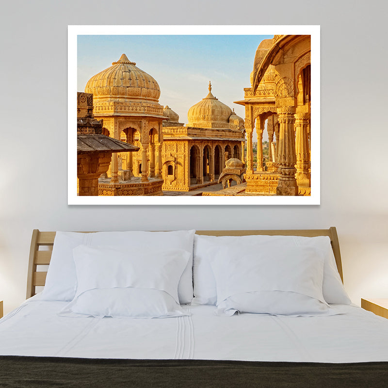 Architecture Dome Houses Canvas Art Global Inspired Textured Wall Decoration in Yellow Clearhalo 'Arts' 'Canvas Art' 1659618