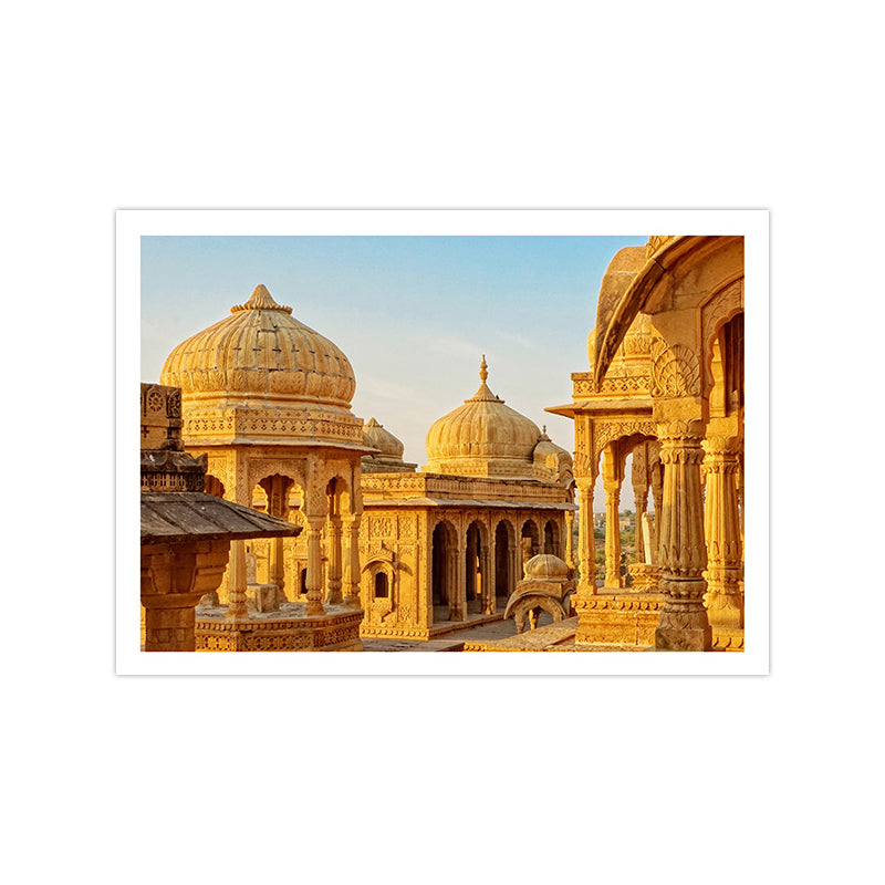 Architecture Dome Houses Canvas Art Global Inspired Textured Wall Decoration in Yellow - Clearhalo - 'Arts' - 'Canvas Art' - 1659619