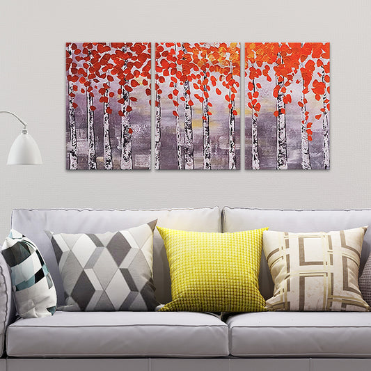 Multi-Piece Maple Trees Painting Canvas Traditional Wall Art Print for Family Room Clearhalo 'Art Gallery' 'Canvas Art' 'Traditional' Arts' 1659624