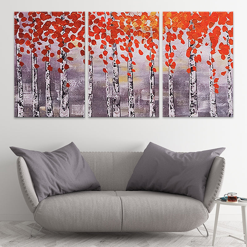 Multi-Piece Maple Trees Painting Canvas Traditional Wall Art Print for Family Room Clearhalo 'Art Gallery' 'Canvas Art' 'Traditional' Arts' 1659625